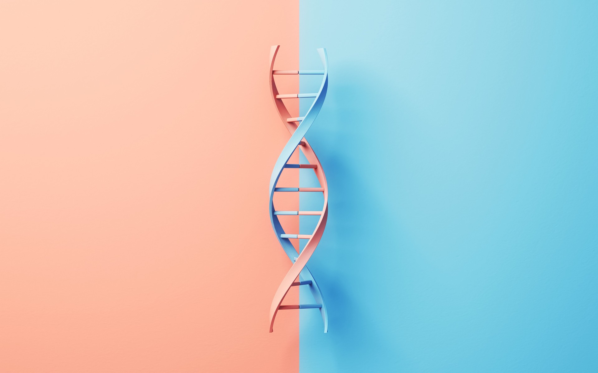 Different DNA Structures on Soft Blue Orange Colored Background