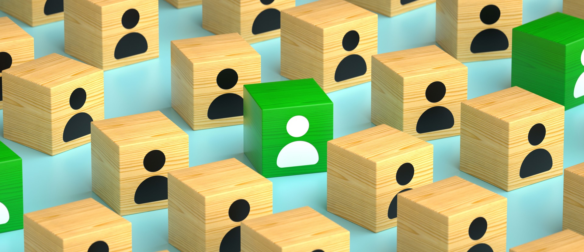Recruitment Individuality Wooden Cubes Concept